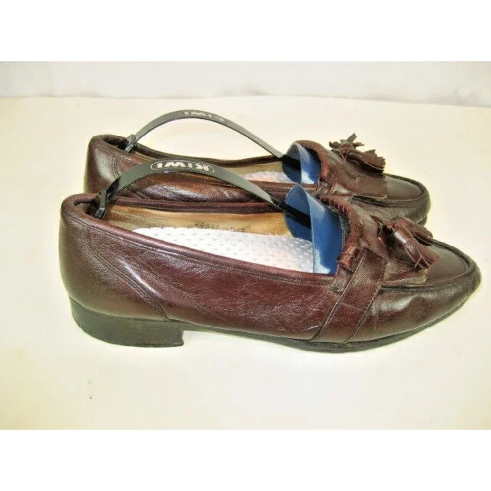 Mens Bostonian Brown  Leather Tassle Kilt Loafers sz 8M